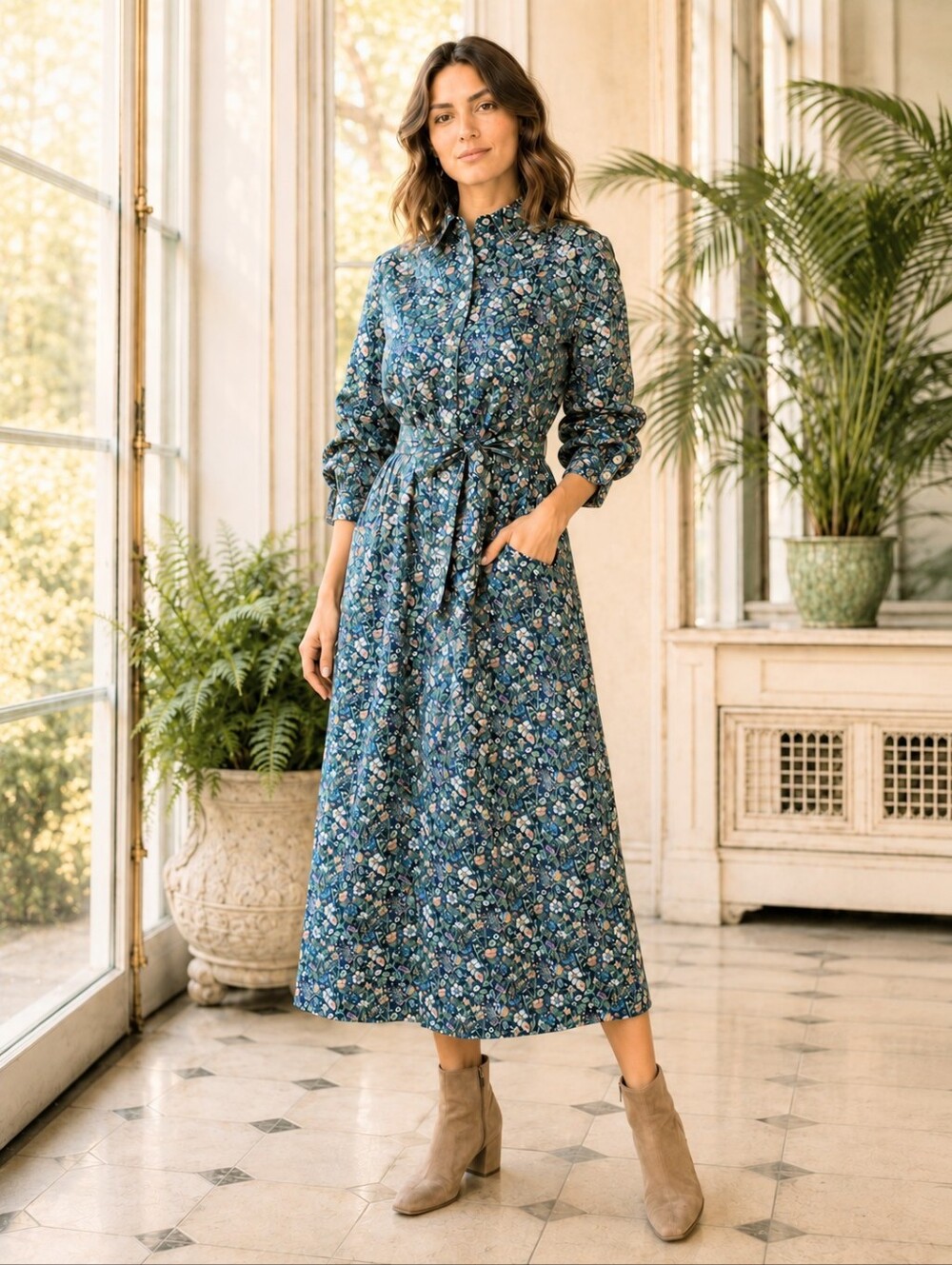 Handmade Liberty Florence May Tana Lawn Shirt Dress L Cottagecore Floral Boho